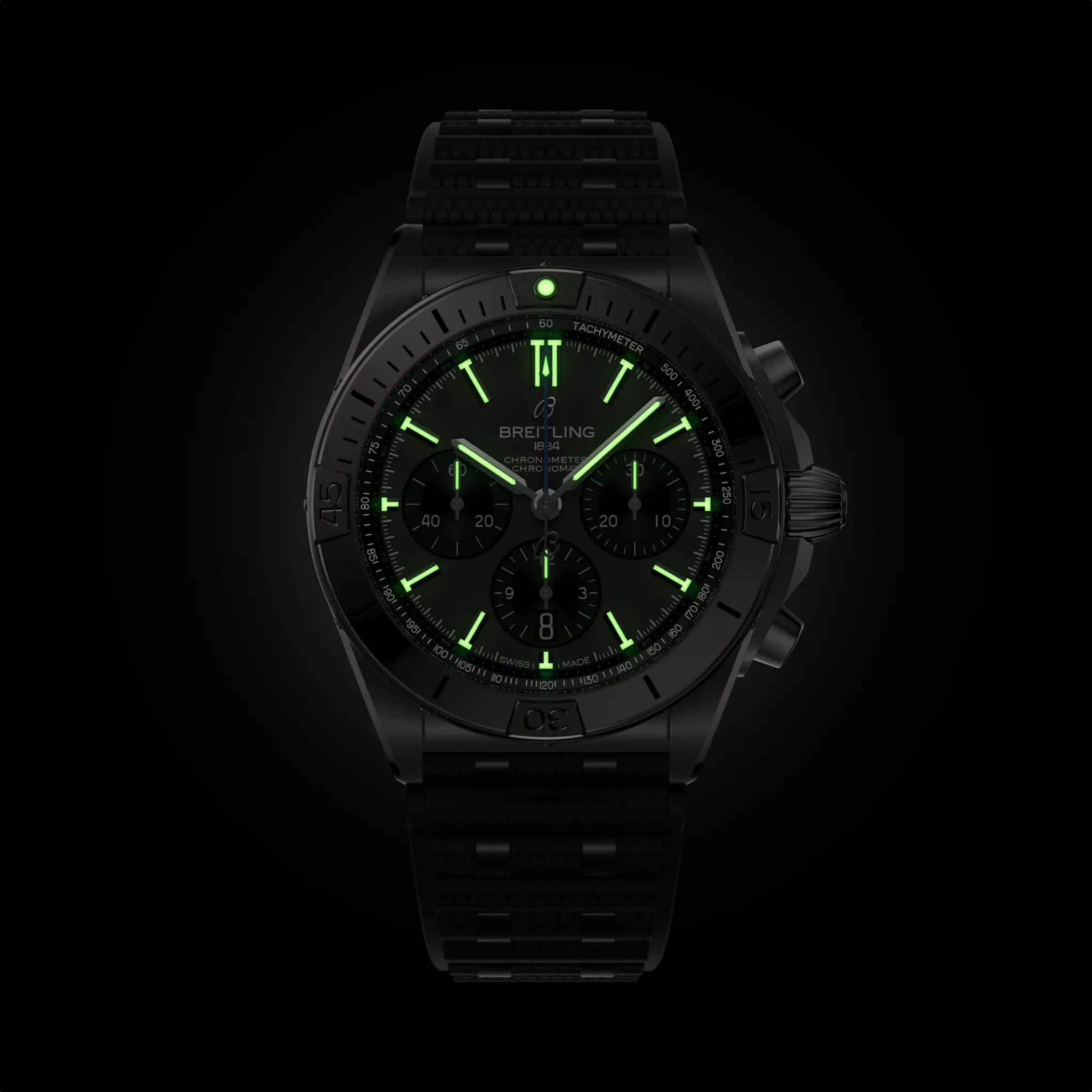 Breitling Breitling Chronomat B01 42 EB0134101M1S1 мужские часы зеленый циферблат на запястье