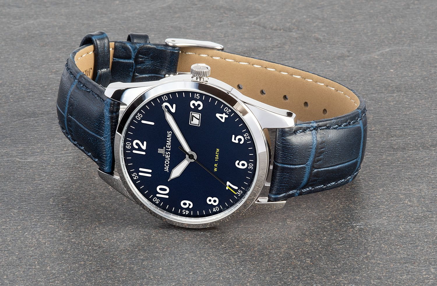 Jacques Lemans Jacques Lemans 1-2002C,  австрия мужские часы на браслете кожаный боковой вид