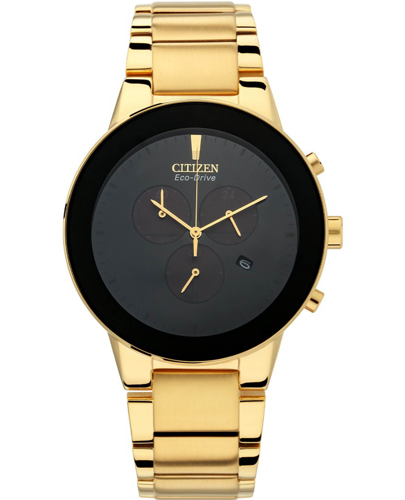 Citizen Citizen Eco-Drive Axiom AT2242-55E  AT2242-55E кварцевые мужские часы черный циферблат, браслет нержавеющая сталь с ip-покрытием — вид спереди