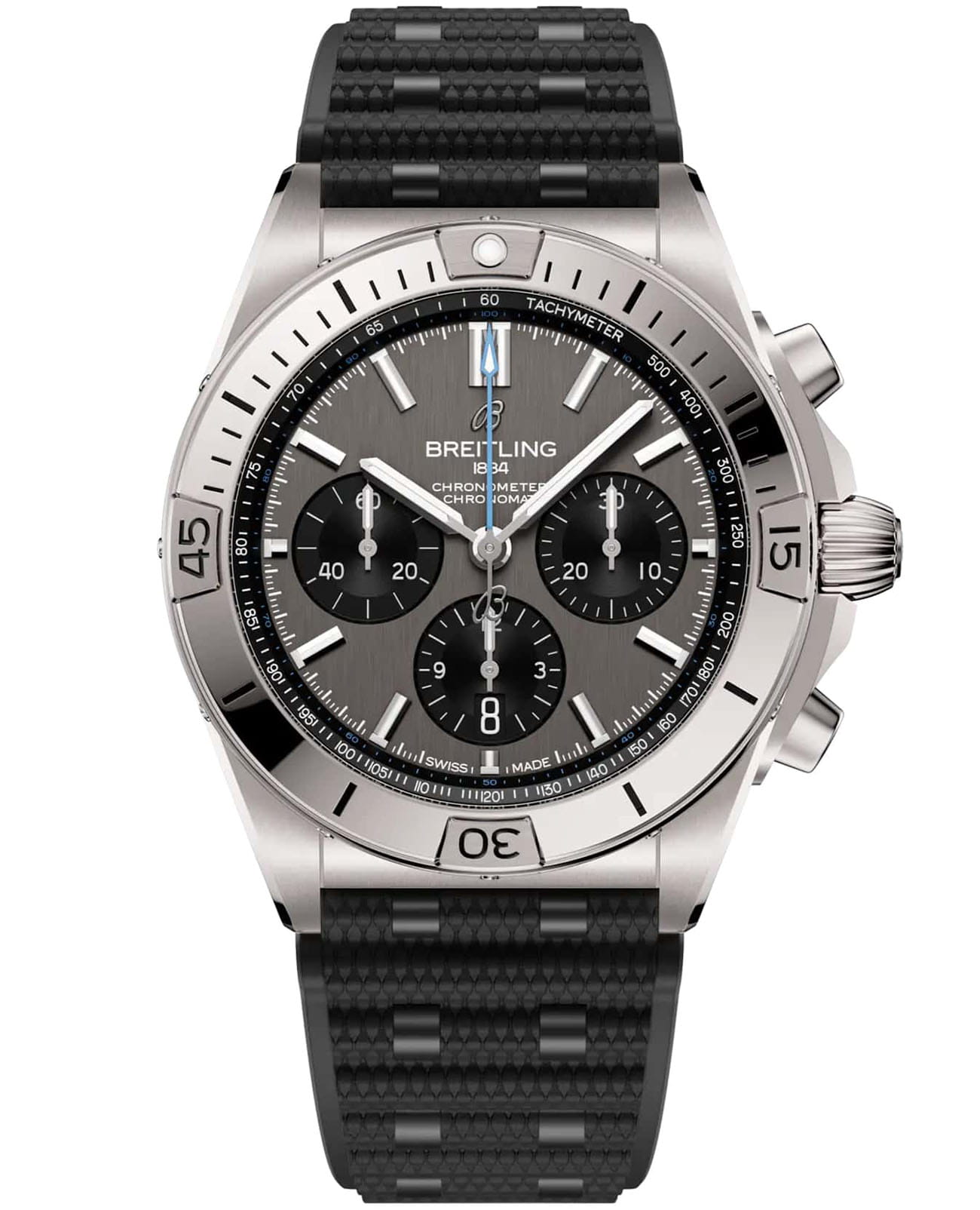 Breitling Breitling Chronomat B01 42 EB0134101M1S1  EB0134101M1S1 механические мужские часы зеленый циферблат, браслет каучук — вид спереди