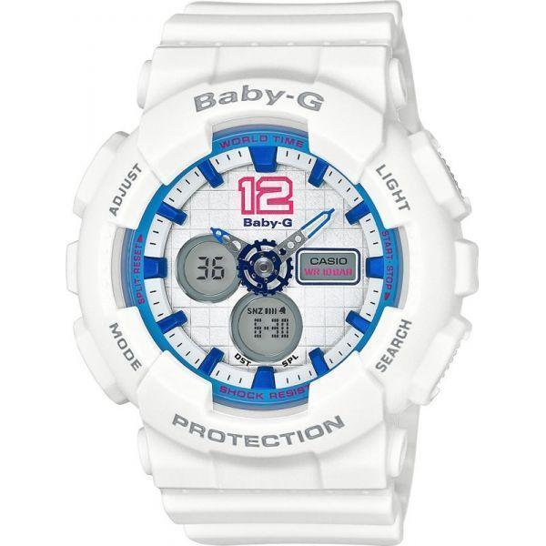 Casio Casio Baby-G BA-120-7B  BA-120-7B кварцевые женские часы белый циферблат, браслет пластик — вид спереди