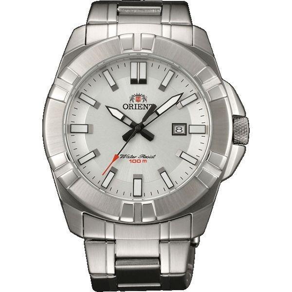 Orient Orient UNE8003W (FUNE8003W)  FUNE8003W  мужские часы серый циферблат, браслет  — вид спереди