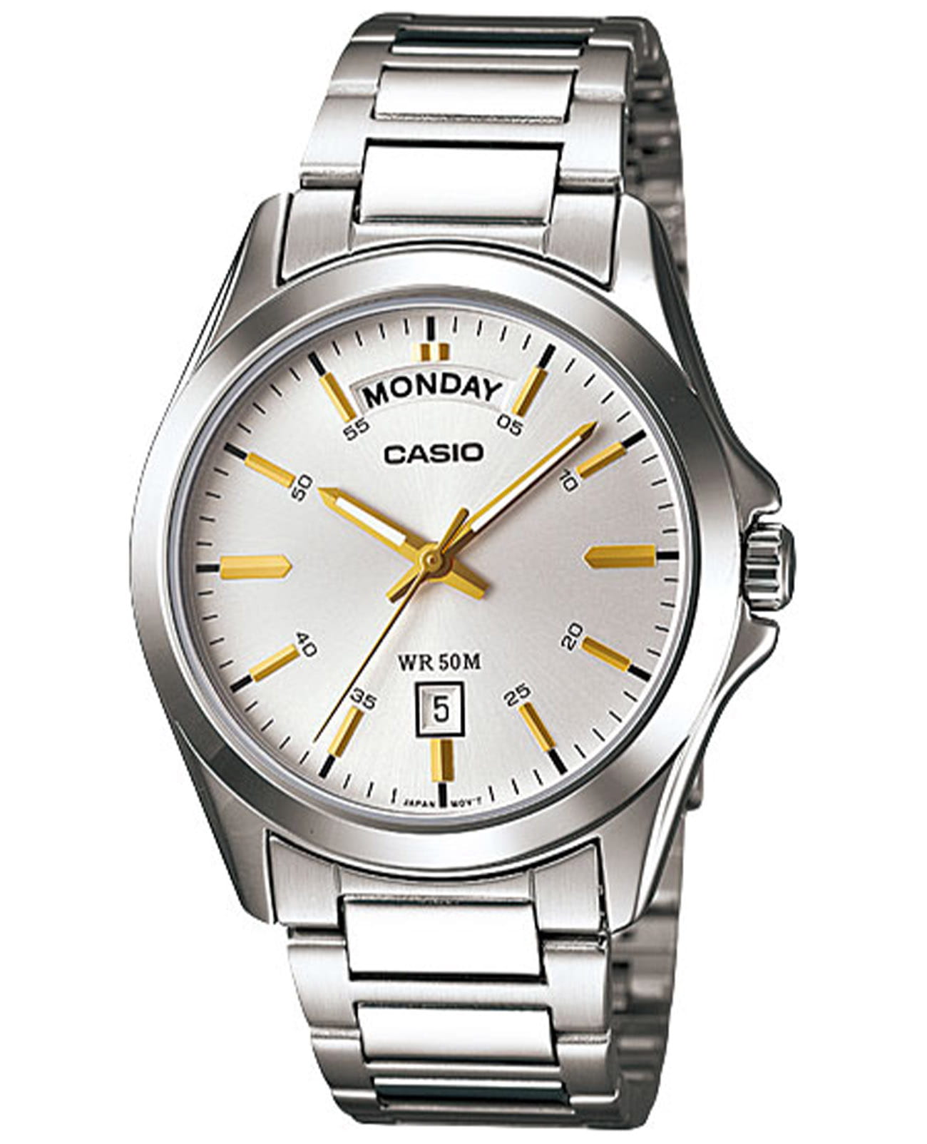 Casio Casio Collection MTP-1370D-7A2VDF (MTP-1370D-7A2)  MTP-1370D-7A2 кварцевые мужские часы серебристый циферблат, браслет нержавеющая сталь — вид спереди