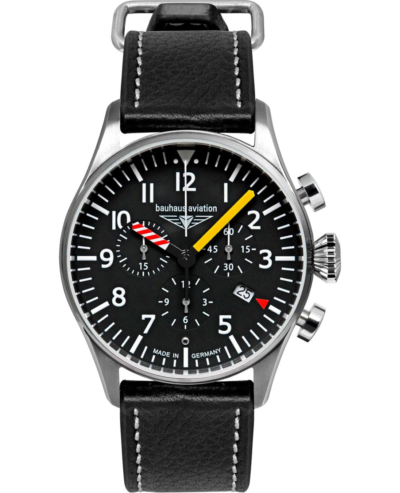 Bauhaus Bauhaus Aviation 27885  27885 кварцевые мужские часы черный циферблат, браслет кожаный — вид спереди