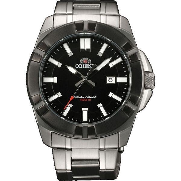 Orient Orient UNE8001B (FUNE8001B)  FUNE8001B  мужские часы черный циферблат, браслет  — вид спереди