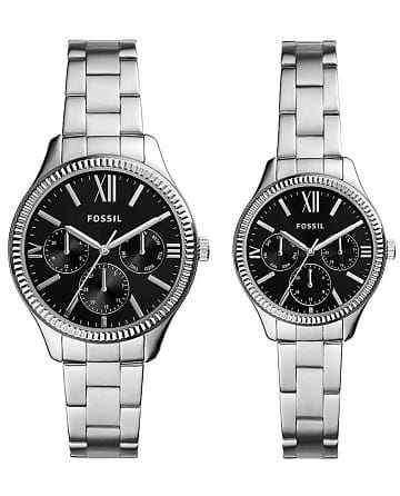 Fossil Rye His and Her Multifunction Stainless Steel Watch Set BQ2644SET