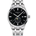 Certina Certina DS-8 Moon Phase C033.457.11.051.00 DS 8 C0334571105100 кварцевые мужские часы черный циферблат, браслет нержавеющая сталь 316l — вид спереди